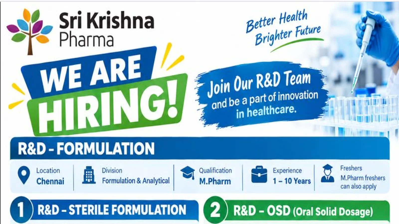 Sri Krishna Hiring for R&D Formulation