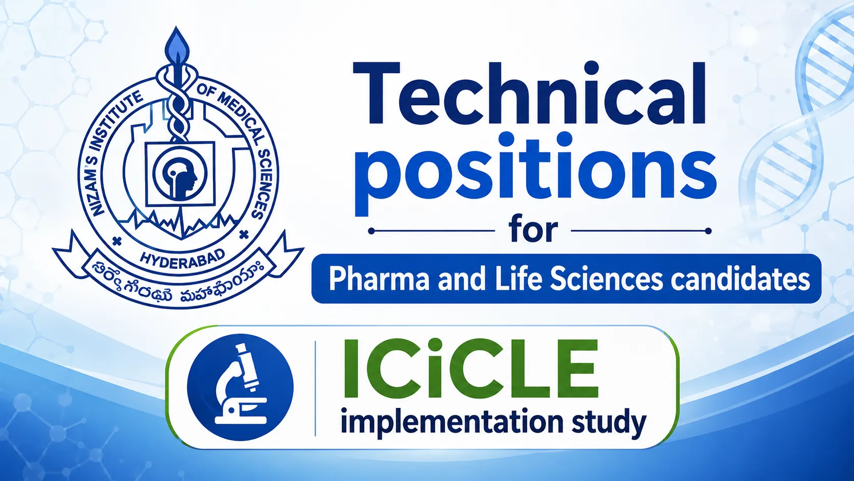 Technical positions for Pharma and Life Sciences candidates at NIMS