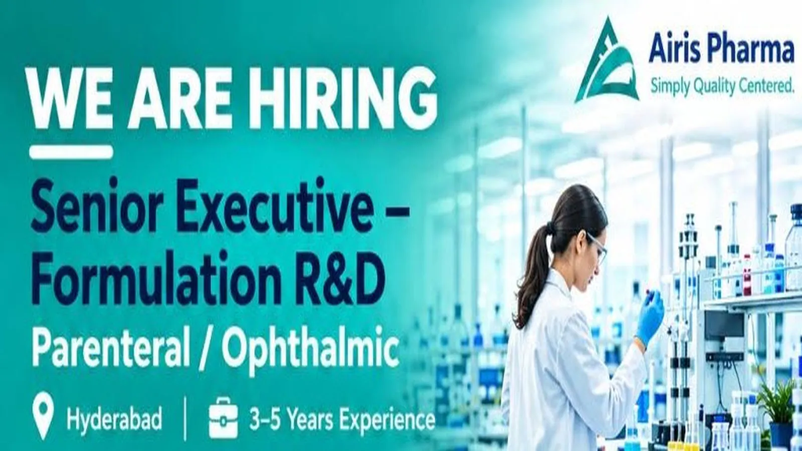 Airis Pharma Hiring Formulation R&D Senior Executive