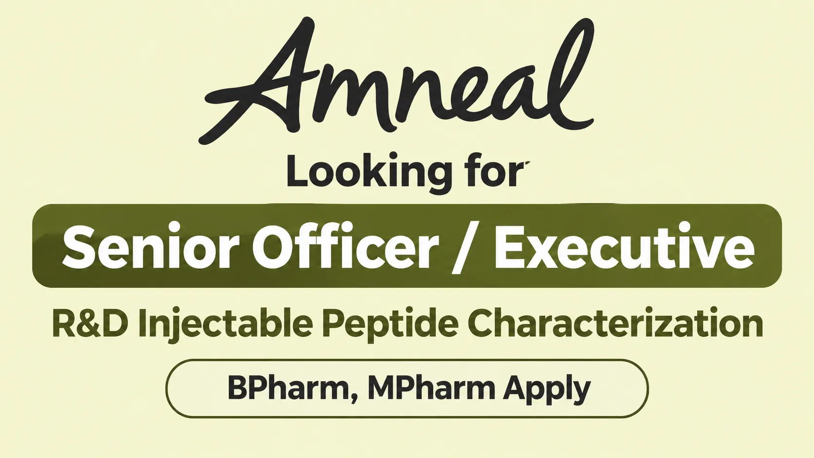 Amneal Pharma looking for Senior Officer / Executive