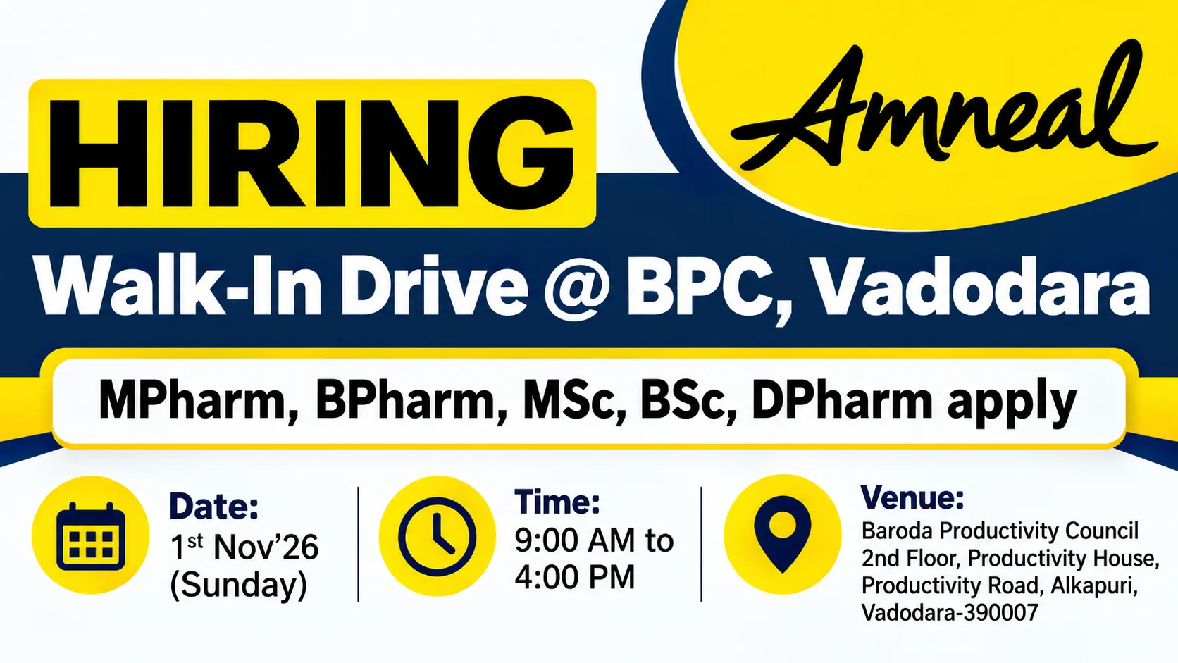 Amneal Pharmaceuticals Walk in Drive : Production, Packing, Quality Assurance Jobs