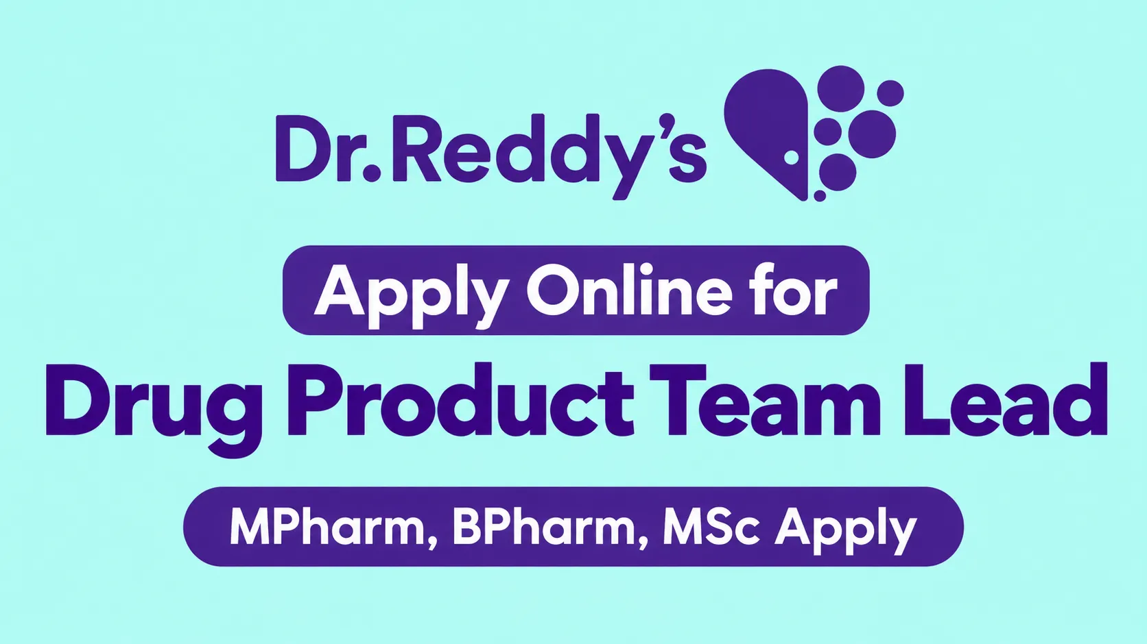 Apply Online for Drug Product Team Lead at Dr.Reddy's Laboratories