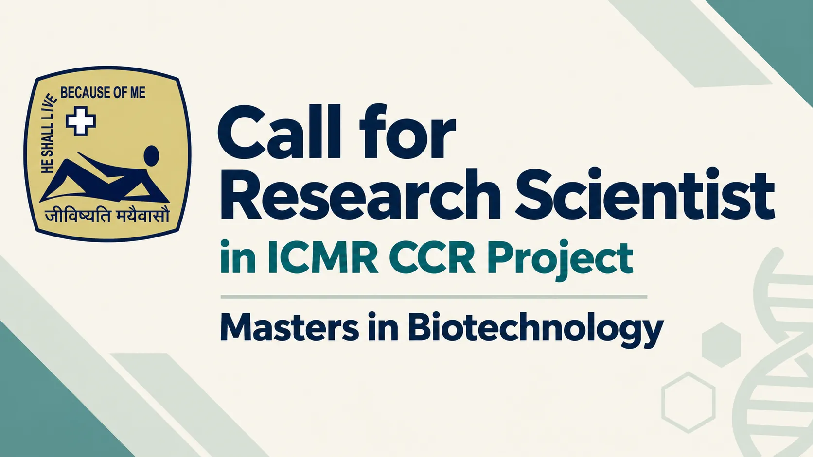Call for Research Scientist in ICMR CCR Project at St. John's Research Institute