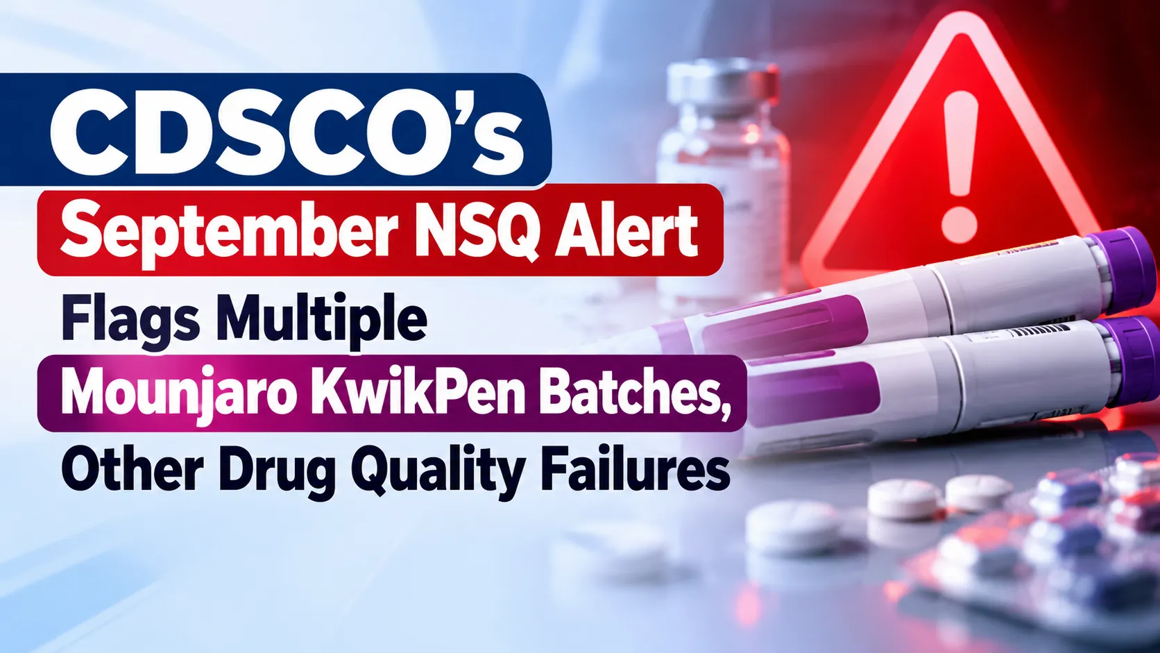 CDSCO’s September NSQ Alert Flags Multiple Mounjaro KwikPen Batches, Other Drug Quality Failures