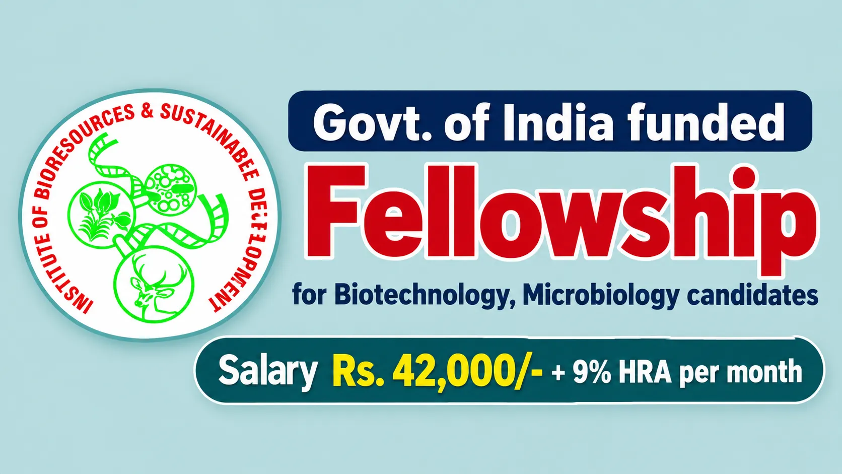 Govt. of India funded Fellowship for Biotechnology, Microbiology candidates at BRIC-IBSD