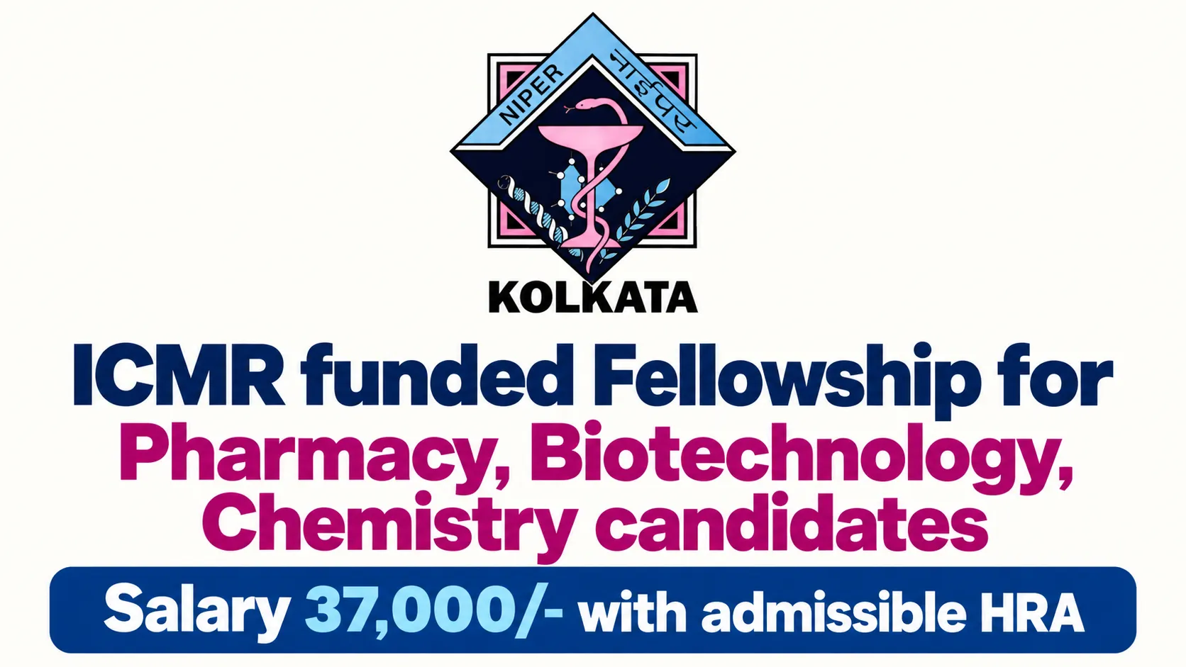 ICMR funded Fellowship for Pharmacy, Biotechnology, Chemistry candidates at NIPER