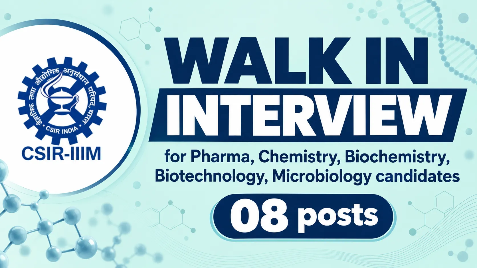 IIIM Interview for Pharma, Chemistry, Biochemistry, Biotechnology, Microbiology candidates