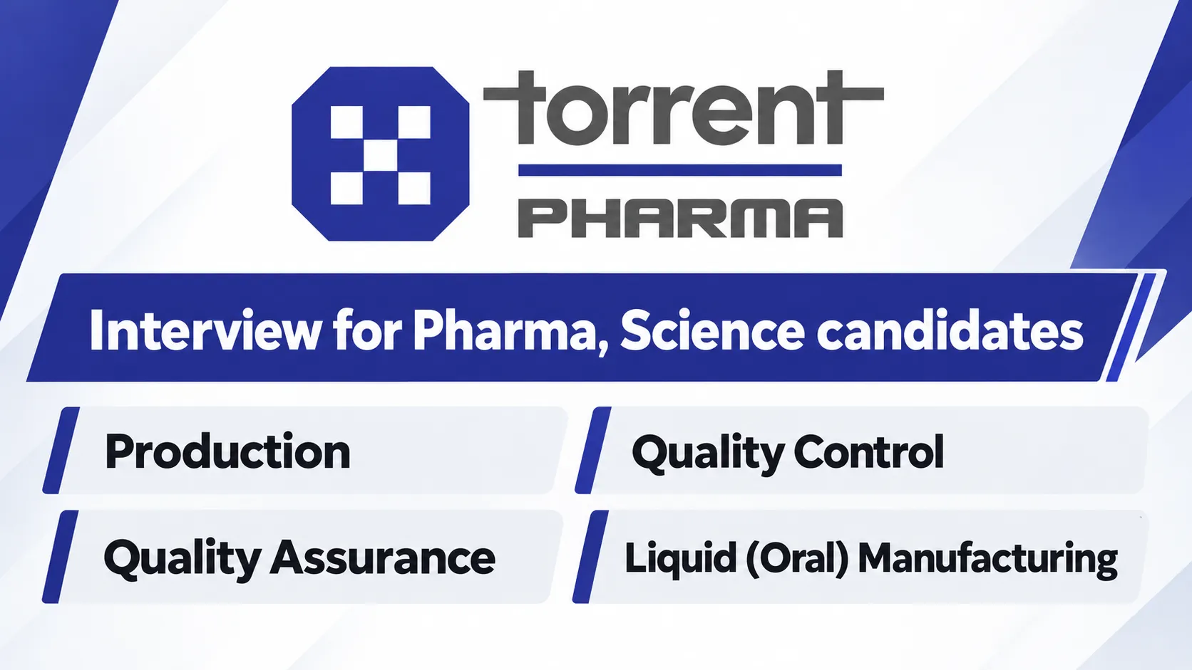 Interview for Pharma, Science candidates at Torrent Pharma - Multiple Positions