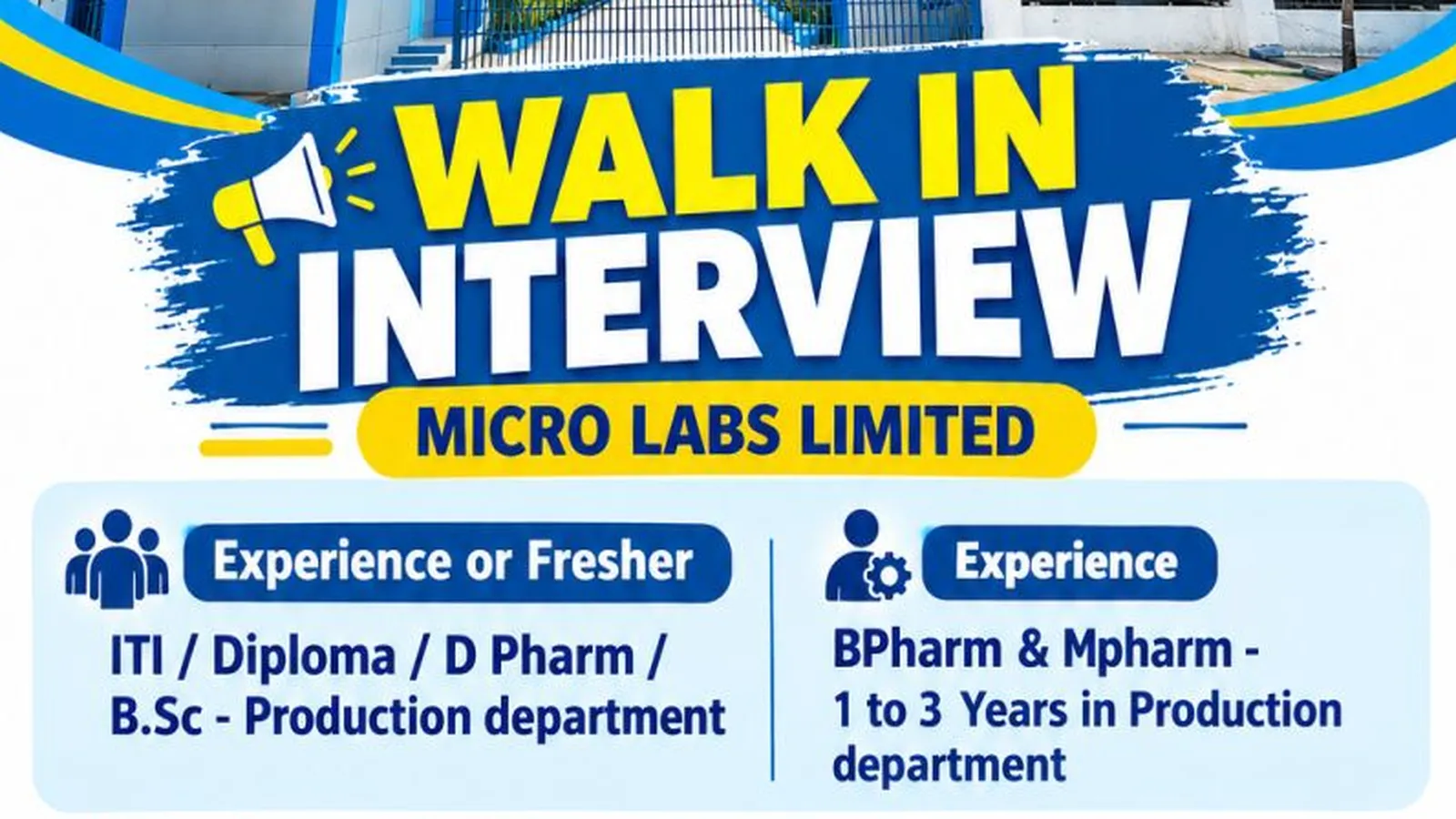 MICRO LABS LIMITED Walk in Drive for Production Department