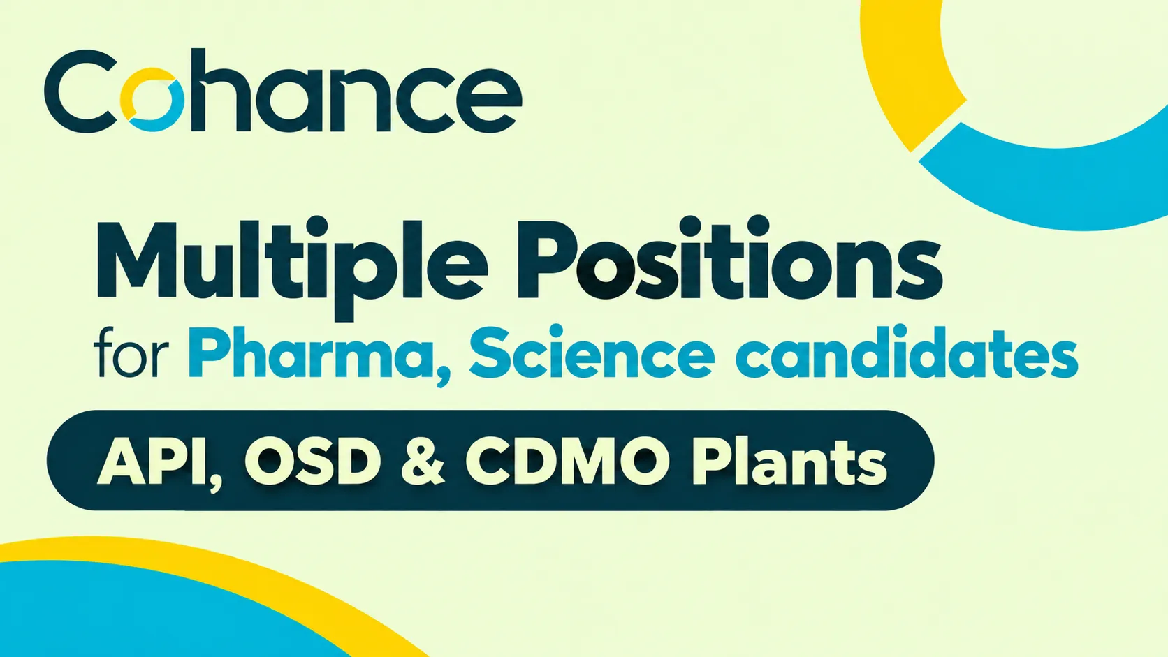 Multiple Positions for Pharma, Science candidates at Cohance Lifesciences