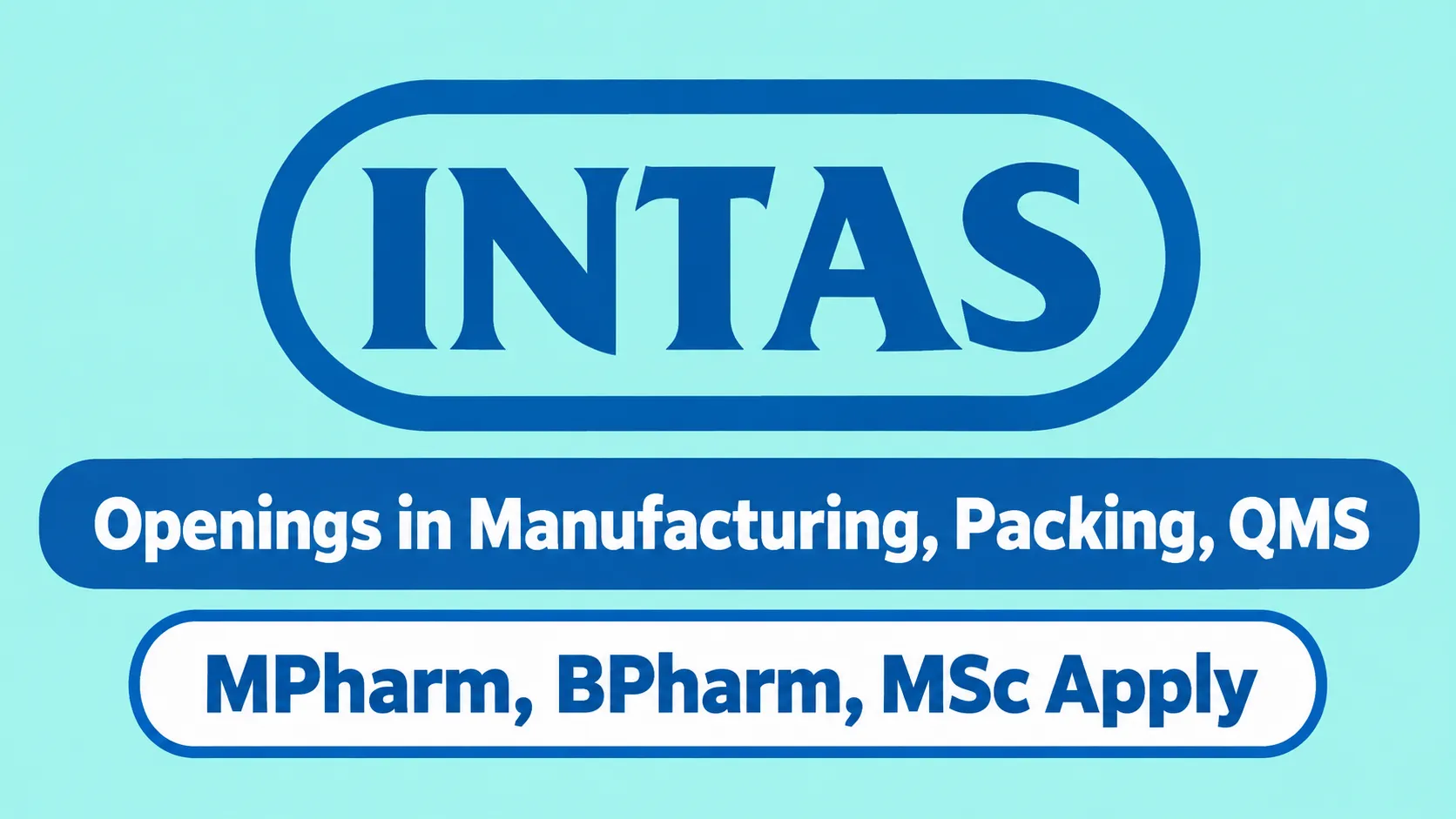 Openings in Manufacturing, Packing, QMS at Intas Pharma
