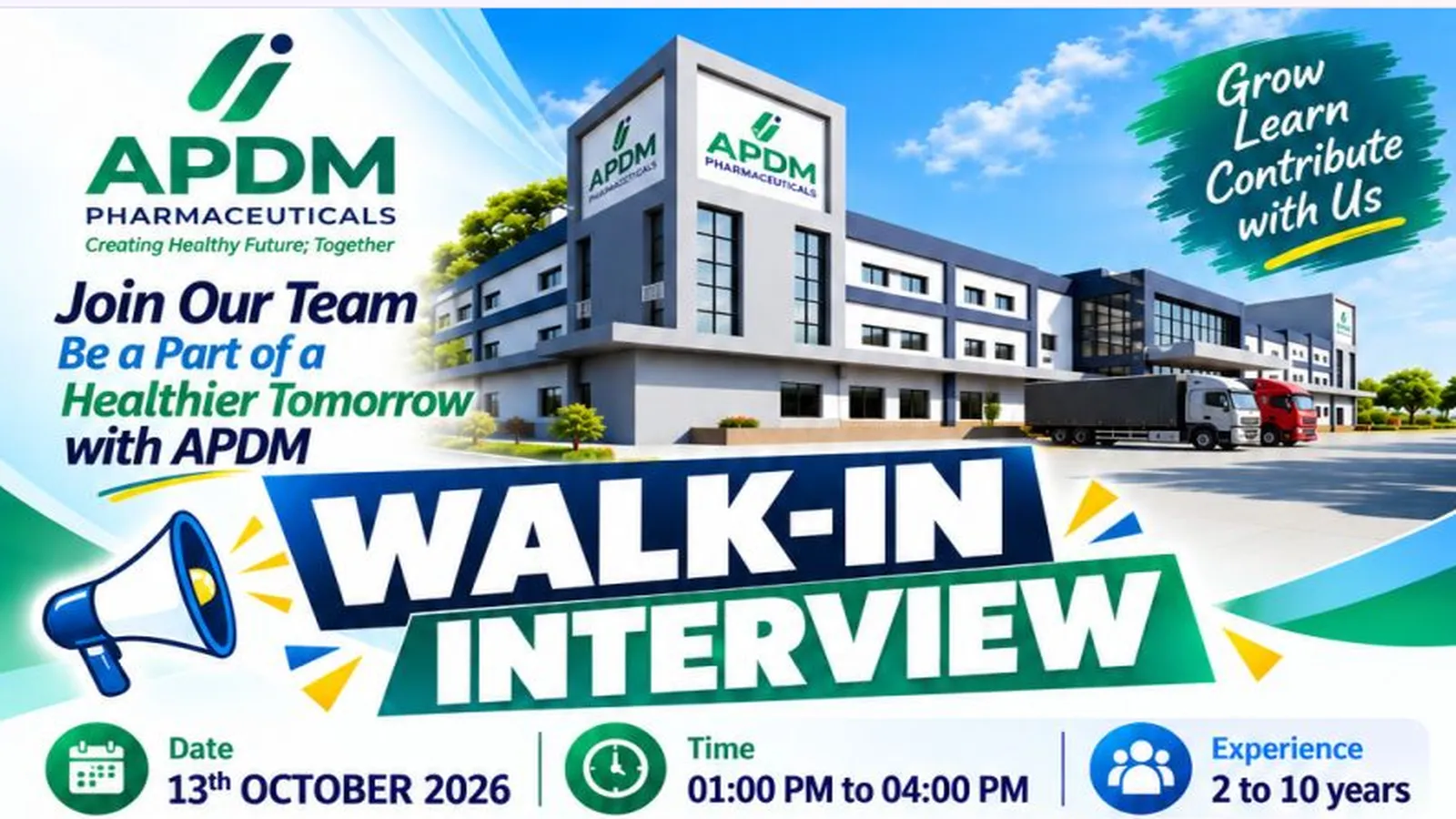 Openings in Production and Warehouse at APDM Pharmaceuticals