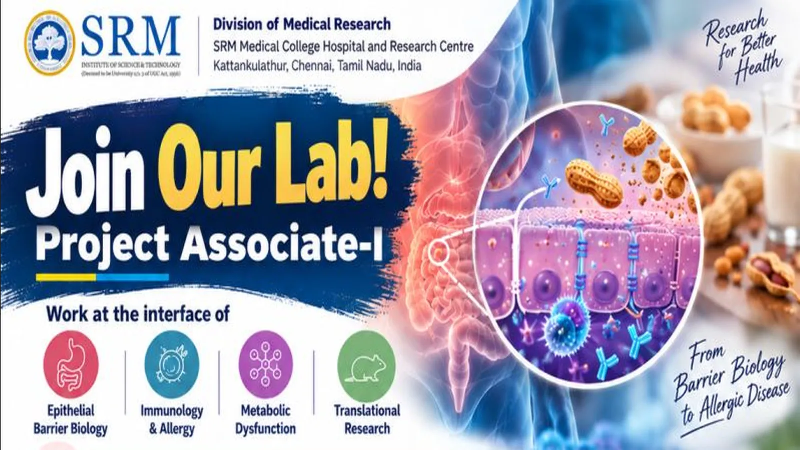 Opportunity for Life Sciences candidates to Join SRM Medical College Hospital and Research Centre