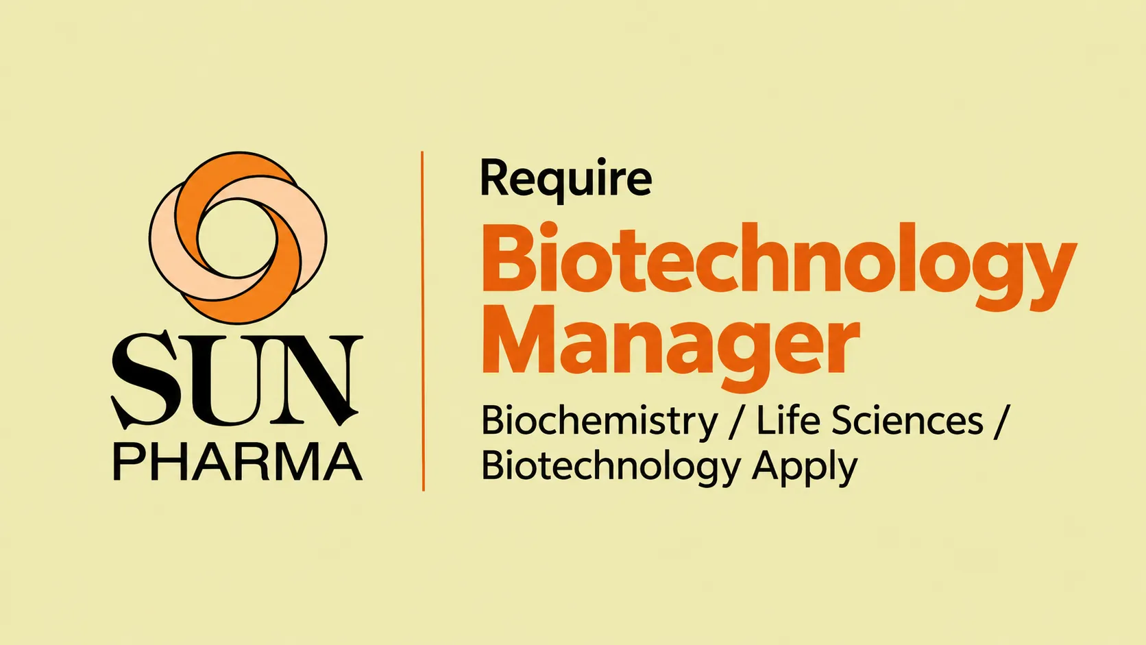 Require Biotechnology Manager at Sun Pharma