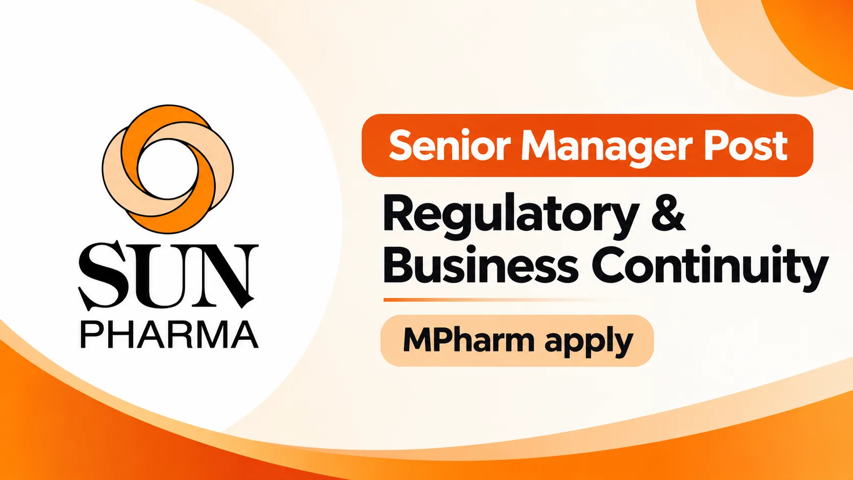 Sun Pharma looking for Senior Manager - Regulatory & Business Continuity