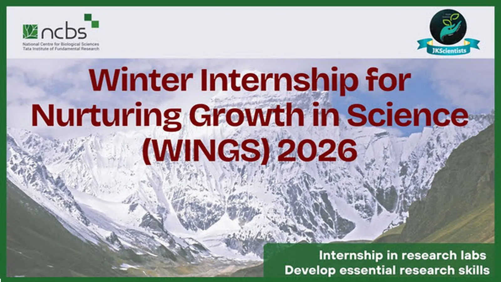WINGS Winter Internship Program 2026 : A JKS-NCBS Initiative